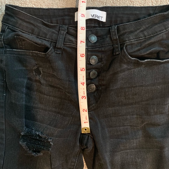Vervet Black Mid Rise Distressed Legging Jeans with Button-Up Fly, Size 24 - Picture 4 of 11
